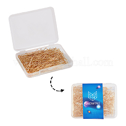 304ステンレススチールアイピン  混合サイズ  ビーズコンテナ付  ゴールドカラー  6.8x5.2x1.1cm  約300個/箱&nbsp;STAS-UN0001-83G