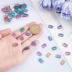 ラックメッキ304ステンレススチールチャーム50個  カドミウムフリー＆ニッケルフリー＆鉛フリー  長方形  虹色  12x7.5x1mm  穴：1.4mm&nbsp;STAS-UN0037-43