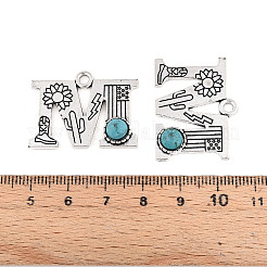 Подвески из синтетической бирюзы и сплавов PALLOY-H146-01AS-M