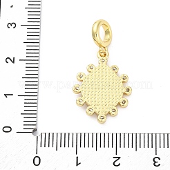 Charms pendenti europei in ottone con micro pavé di zirconi cubici&nbsp;KK-D325-25G-04