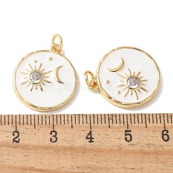 Подвески из латуни с микропаве из прозрачных кубических цирконий и эмали&nbsp;KK-Q031-13G