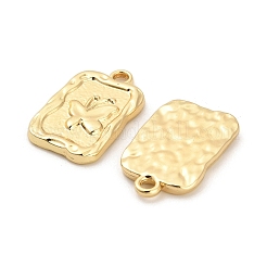 ラックメッキ合金ペンダント  蝶のチャームが付いた長方形  ゴールドカラー  23x14x2.5mm  穴：2mm&nbsp;PALLOY-Q005-08G