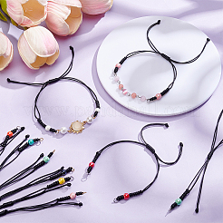 20 Stück 10 Stile handgefertigte runde Porzellanperlen mit gewachsten Polyesterkordelarmbändern&nbsp;BJEW-UN00037