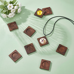 木製カボションセッティング  正方形  コーヒー  34.5~35x35~36x5mm  内径：25mm&nbsp;WOOD-WH0124-162B