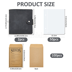 5-дюймовый чехол из искусственной кожи органайзер для хранения семян сада альбом с 2 кольцами DIY-FH0009-80B