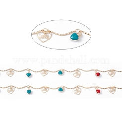 Catena in ottone smaltato fatto a mano con cuore e parola amore&nbsp;CHC-E025-38G