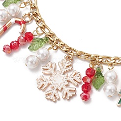 Браслеты с подвесками из эмали из сплава с рождественской тематикой BJEW-TA00651