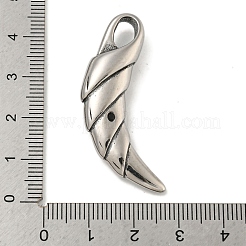 316サージカルステンレスペンダント  ホーンチャーム  アンティークシルバー  43x16x8mm  穴：4.5x7mm&nbsp;STAS-Z073-77AS