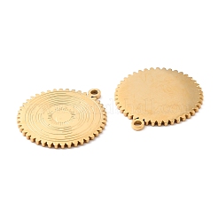 イオンプレーティング（IP）316サージカルステンレスペンダント  手動研磨  フラットラウンド  ゴールドカラー  20x18x1mm  穴：1.2mm&nbsp;STAS-L265-07G