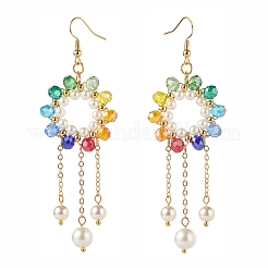 Anneau avec chaîne pompon boucles d'oreilles pendantes pour fille femmes&nbsp;X1-EJEW-TA00019