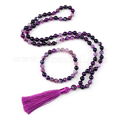 Ожерелья и браслеты с круглыми бусинами из натурального аметиста&nbsp;FS-WG9D102-22