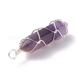 Подвески из натуральных драгоценных камней с двойной окантовкой и острым концом PALLOY-JF01227