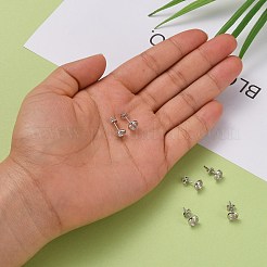 ロジウムメッキ 925 スターリングシルバー スタッド イヤリング セッティング  フラットラウンド  プラチナ  6.5x1.5mm  トレイ：5mm  ピン：0.6mm&nbsp;STER-F032-02P