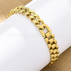 Браслеты из нержавеющей стали 304 с кубинскими звеньями и цепочкой в виде пантеры для женщин и мужчин BJEW-R018-11G