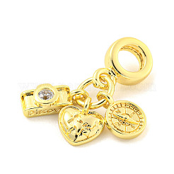 Реечное покрытие латунь микро паве кубический цирконий европейские подвески с подвесками&nbsp;KK-P270-02A-G