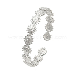 Браслеты-манжеты Sun 304 из нержавеющей стали с открытыми звеньями для женщин&nbsp;BJEW-A150-01P