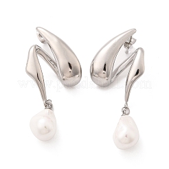 Серьги-гвоздики из нержавеющей стали 304 с жемчугом для женщин EJEW-U051-07P