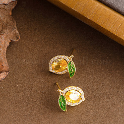 Серьги-гвоздики из лимонной латуни с кубическим цирконием&nbsp;FS-WGF100C-02