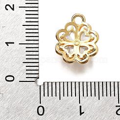 真鍮製マイクロパヴェキュービックジルコニアペンダント  クローバーチャーム  18KGP本金メッキ  13x11x4mm  穴：1.8mm&nbsp;LS-KK-D385-01G-01