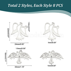 16 шт. 2 стиля подвески из нержавеющей стали 304 STAS-UN0050-33