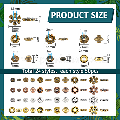 1200шт 24 стиля тибетский стиль сплава бусин-разделителей наборы&nbsp;TIBEB-PH0005-07