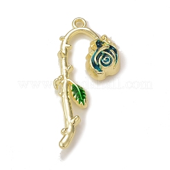 メッキ合金エナメルチャームラック  バラの花のチャーム  ゴールドカラー  ミックスカラー  38.5x19x5mm  穴：1.8mm&nbsp;PALLOY-P291-04G