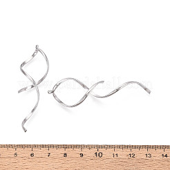 変色しない304ステンレススチールペンダント  ウェーブラインチャーム  ステンレス鋼色  60.5~65.5x12~18x17~20mm  穴：1.6mm&nbsp;LS-STAS-Z086-03P