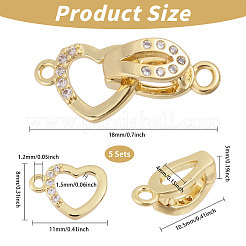 5 комплект латунных застежек с микропаве из прозрачного кубического циркония KK-CA0002-67G
