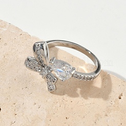 Messing Micro Pave Zirkonia Manschette offene Ringe&nbsp;RJEW-C163-17P