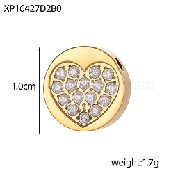 Breloques en acier inoxydable 304 micro pavées de zircones cubiques transparentes&nbsp;CU-OY001-03G-1