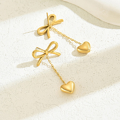 Стильные серьги-гвоздики в форме бабочки из нержавеющей стали 201 с кисточкой в форме сердца&nbsp;XV0510-1