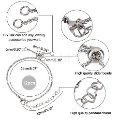 12 шт. браслет-слайдер из нержавеющей стали 304 Rolo Chain/Bolo Bracelets Making MAK-UN0001-19