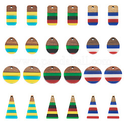 24 шт. 12 подвески из эпоксидной смолы и орехового дерева RESI-TA0003-86