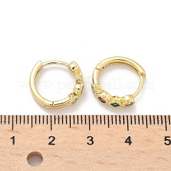 Серьги-кольца в виде ромба с круглыми латунными микрокристаллами из разноцветных кубических цирконий&nbsp;LS-EJEW-Z102-35G