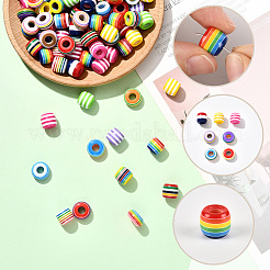 200 шт. 2 стиля непрозрачные полосатые смоляные европейские бусины RESI-SP0001-42