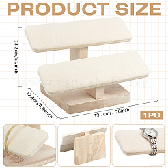 Espositore per braccialetti in velluto a 2 piano con barra a T e base in legno&nbsp;BDIS-WH0010-08B
