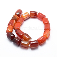 天然石瑪瑙ビーズ連売り  染め＆加熱  コラム  ダークオレンジ  19.5~20x14~15mm  穴：2mm  約17~19個/連  14.76インチ（37.5cm）&nbsp;G-L551D-06