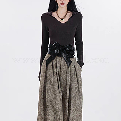 Бант из искусственной кожи обертывается вокруг пояса&nbsp;AJEW-WH20033-042A