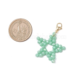 4 шт. 4-цветные подвесные украшения в виде звезд из гальванического стекла HJEW-TA00411