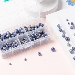 340шт 4 размера натуральные синие бусины из яшмы G-LS0001-17