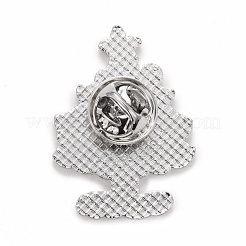 クリスマスツリーのエナメルピン  バックパック服の合金バッジ  プラチナ  グリーン  33x23.5x1.5mm&nbsp;JEWB-G010-21P