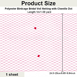 Сетка для свадебной фаты из полиэстера с синельным краем AJEW-WH0471-103A-04