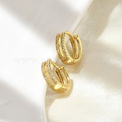 Латунные серьги-кольца из прозрачного кубического циркония EJEW-D311-108G