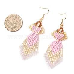 Серьги-подвески из стеклянных бусин ручной работы в форме ангела EJEW-MZ00538