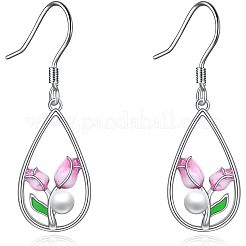 Ohrringe aus einer Legierung mit Emaille-Anhänger in Tropfen- und Tulpenform&nbsp;WG1F9CE-01