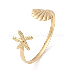 Латунные браслеты с открытыми манжетами для женщин BJEW-R024-01G