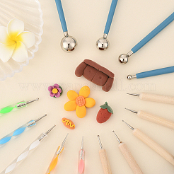 14 шт. 3 стиля пластиковых и деревянных двойных головок для лепки из глины набор инструментов&nbsp;TOOL-SP0003-22