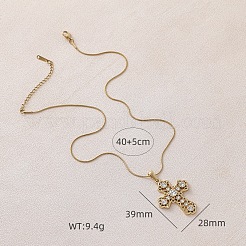 Ожерелья с подвеской в виде креста из нержавеющей стали 304 с прозрачным стеклом для женщин и мужчин&nbsp;FR7878