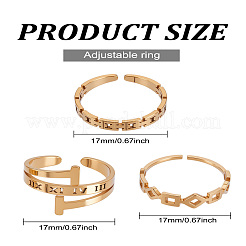 1 Set geometrische Manschettenringe aus Edelstahl für Damen&nbsp;RJEW-LP0008-19
