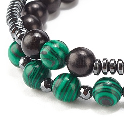 Ensemble de bracelets extensibles en perles de bois naturel et de pierre et d'hématite synthétique de style 2 pièces 2&nbsp;BJEW-JB07948